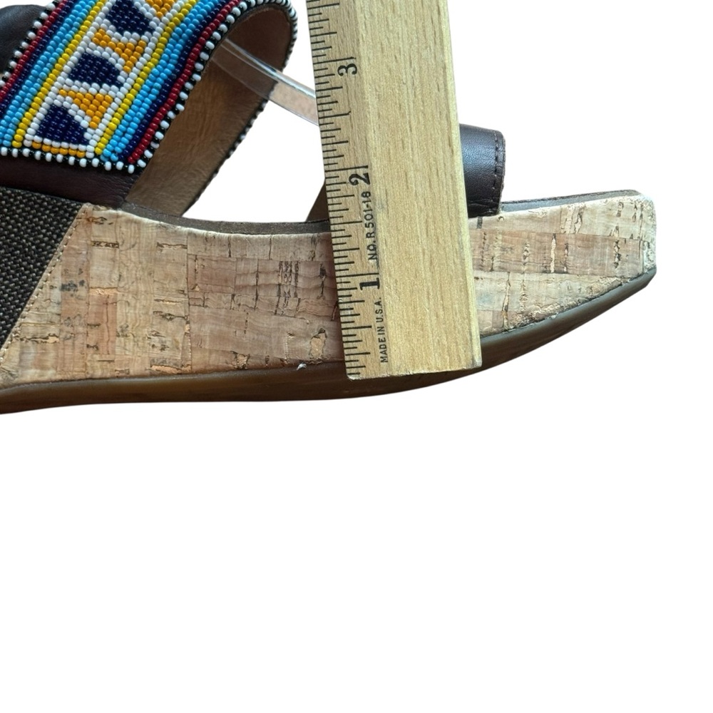 PIKOLINOS Multicolor Beaded Brown leather wedge Sandals women’s size 39 EU boho - Picture 4 of 11